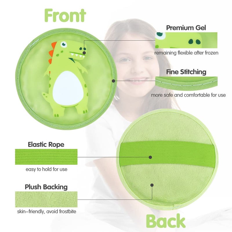 Hilph Kids Ice Packs for Boo Boos, Reusable Todder Ice Packs Hot Cold Compress with Soft Backing for Kids Injuries, 3 Packs Dinosaur Hot & Cold Gel Pack for Bumps & Bruises, Wisdom Teeth - Image 3